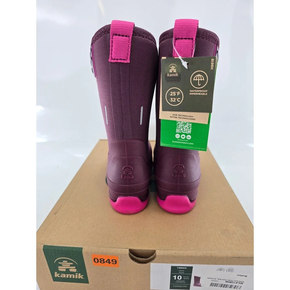 Kamik Timber Snow Boot Toddler 10 Grape Raisin Waterproof Insulated - New